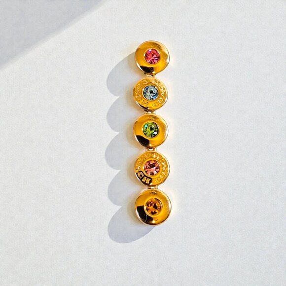 Coach Open Circle Linear Earrings in Gold/ Multi NWT - Picture 3 of 10